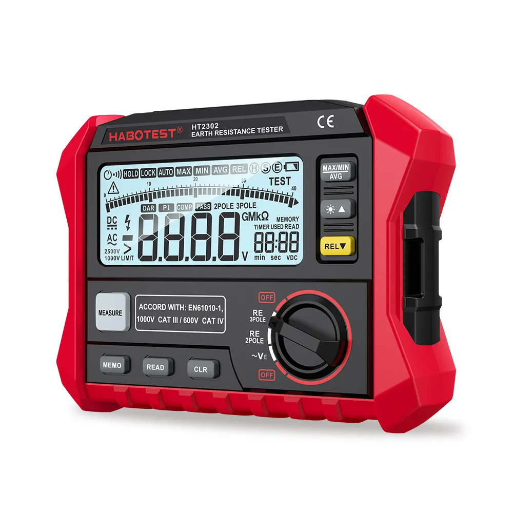 Tester digital de împământare Habotest HT2302 – Măsurare rezistență sol, precizie ridicată