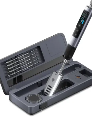 Stație de lipit FNIRSI HS-02B Max, 100W, USB-C, cu trusă și 3 vârfuri, încălzire rapidă
