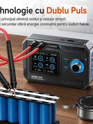 Aparat de sudură în puncte FNIRSI SWM-20, 5000mAh, 1200A, Power Bank, Grosime sudura banda nichel 0.1‒0.5 mm