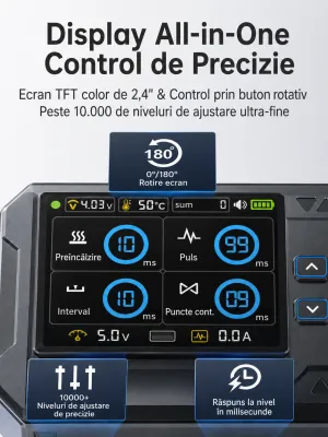Aparat de sudură în puncte FNIRSI SWM-20, 5000mAh, 1200A, Power Bank, Grosime sudura banda nichel 0.1‒0.5 mm
